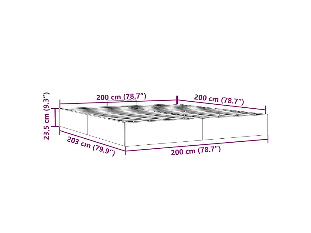 Struttura Letto Pouf senza Materasso Tortora 200x200 cm Tessuto