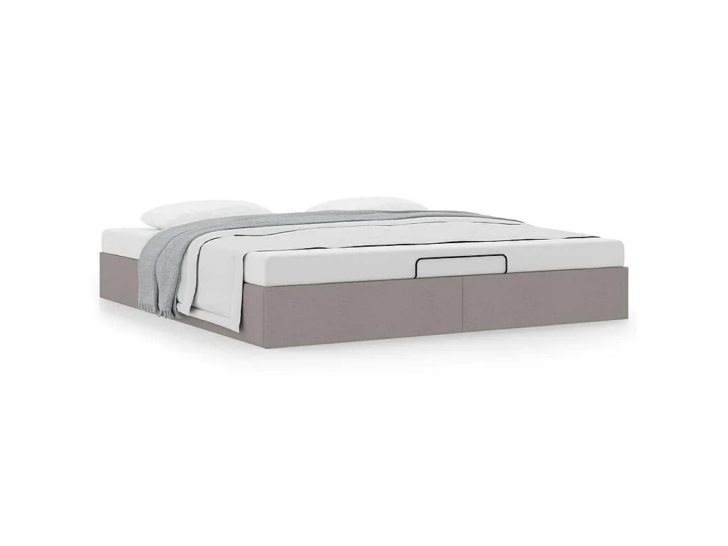 Struttura Letto Pouf senza Materasso Tortora 200x200 cm Tessuto