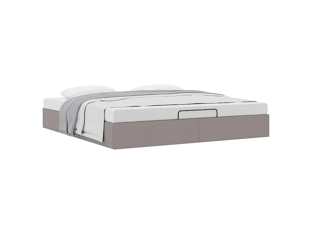 Struttura Letto Pouf senza Materasso Tortora 200x200 cm Tessuto
