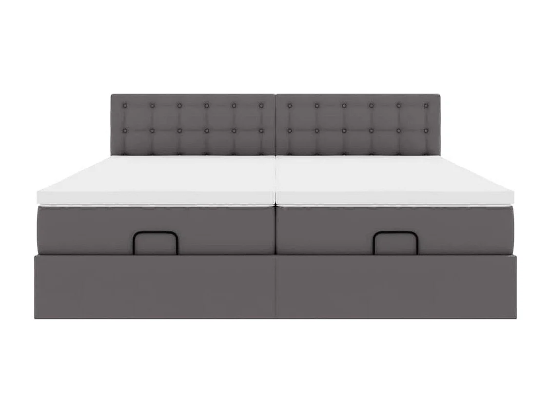 Ottoman bed met matrassen en LED's 200x200cm kunstleer grijs