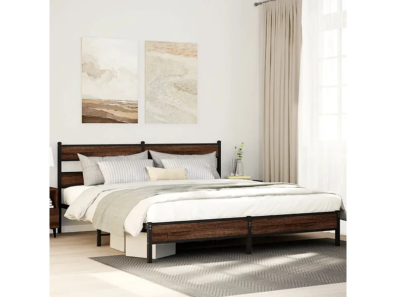 Cadre de lit en métal sans matelas chêne marron 193x203 cm