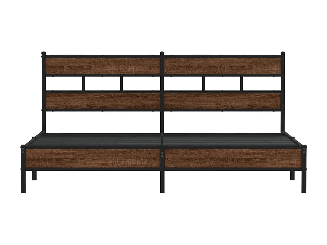 Estructura de cama sin colchón metal roble marrón 193x203 cm