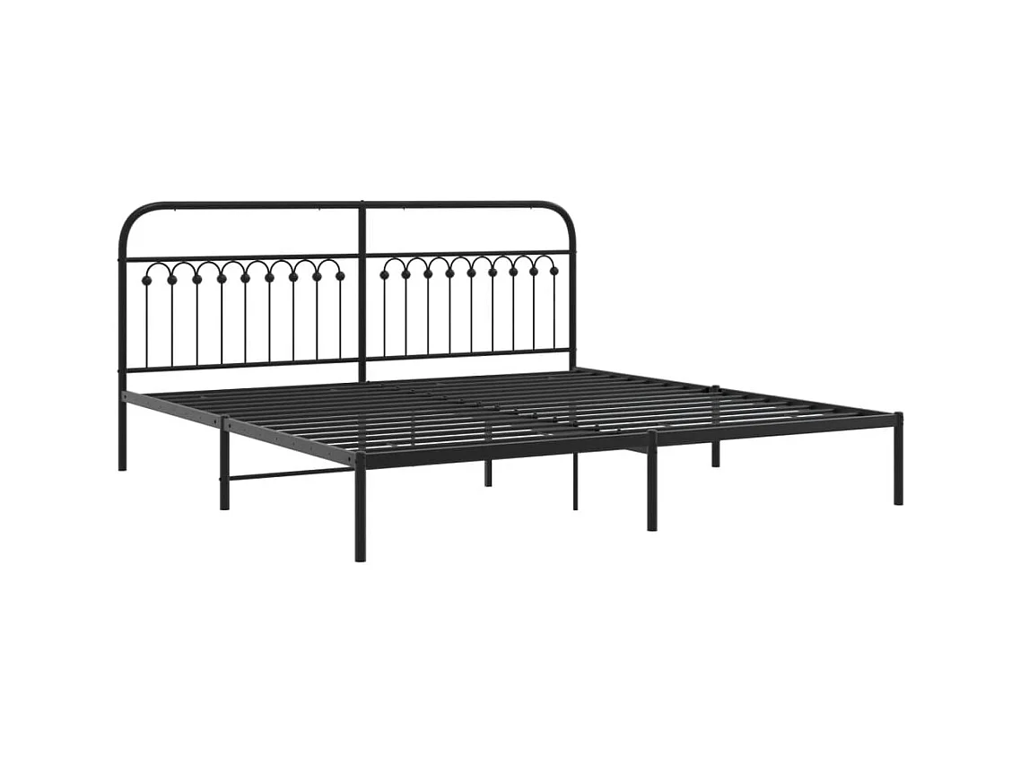 Cadre de lit métal sans matelas avec tête de lit noir 193x203cm