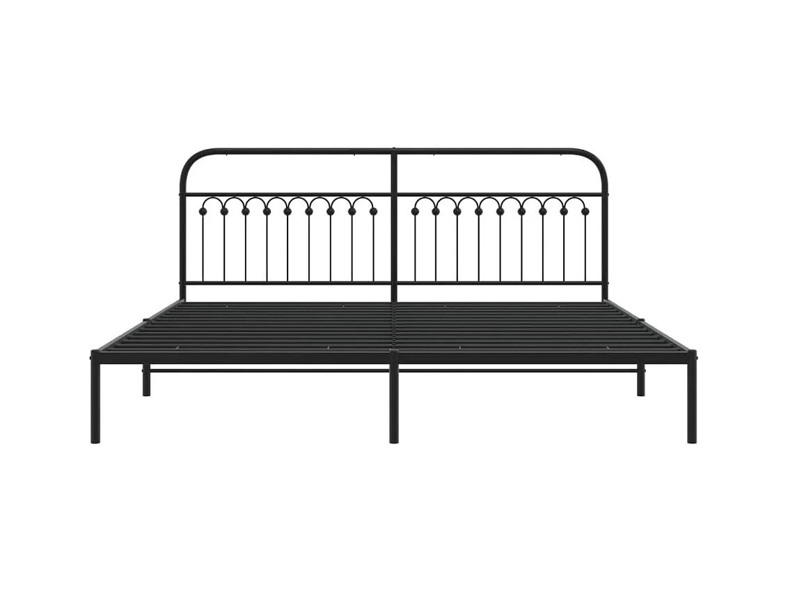 Cadre de lit métal sans matelas avec tête de lit noir 193x203cm