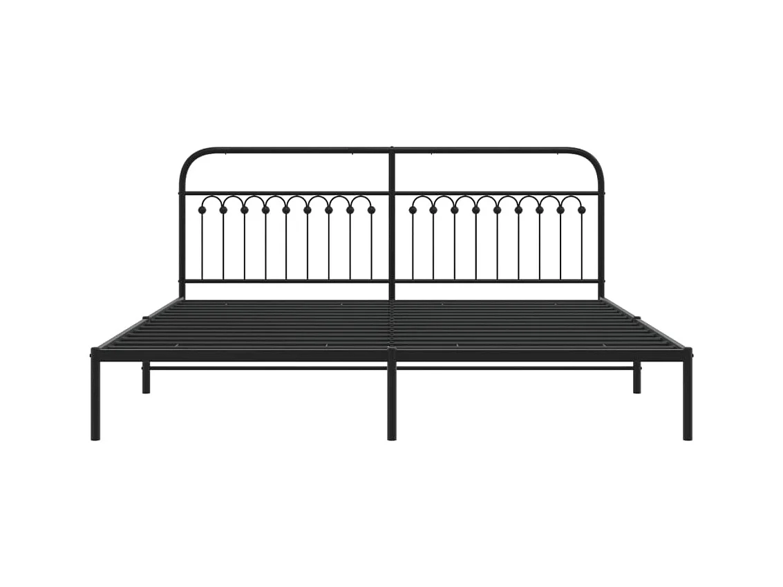 Cadre de lit métal sans matelas avec tête de lit noir 193x203cm