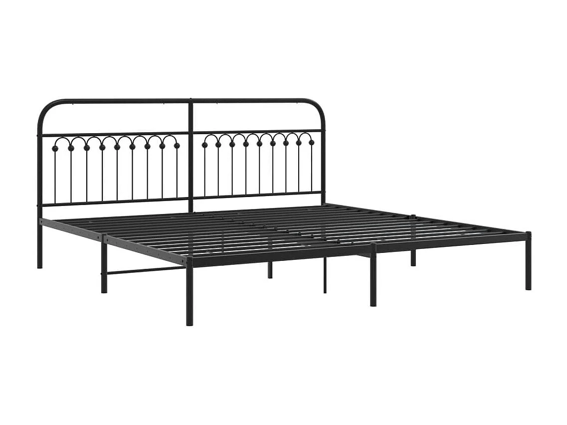 Bedframe met hoofdbord metaal zwart 193x203 cm
