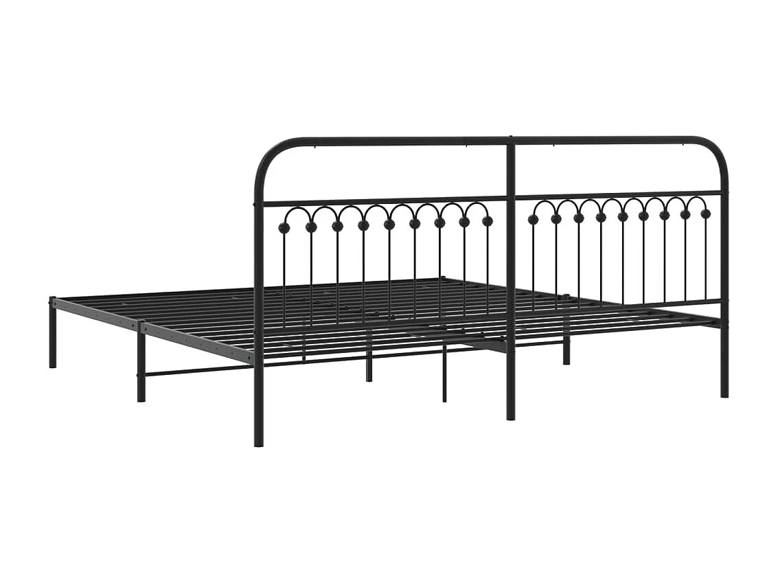Bedframe met hoofdbord metaal zwart 193x203 cm