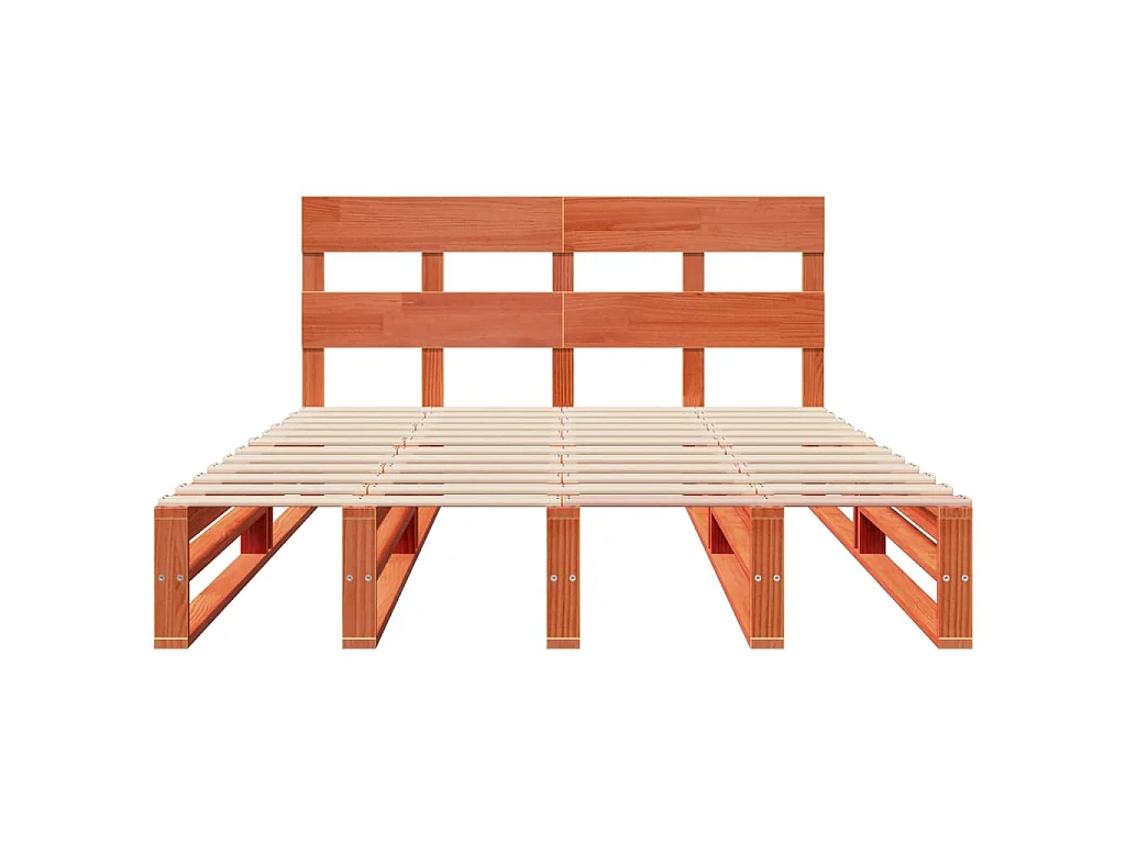 Cadre de lit sans matelas cire marron 150x200cm bois pin massif
