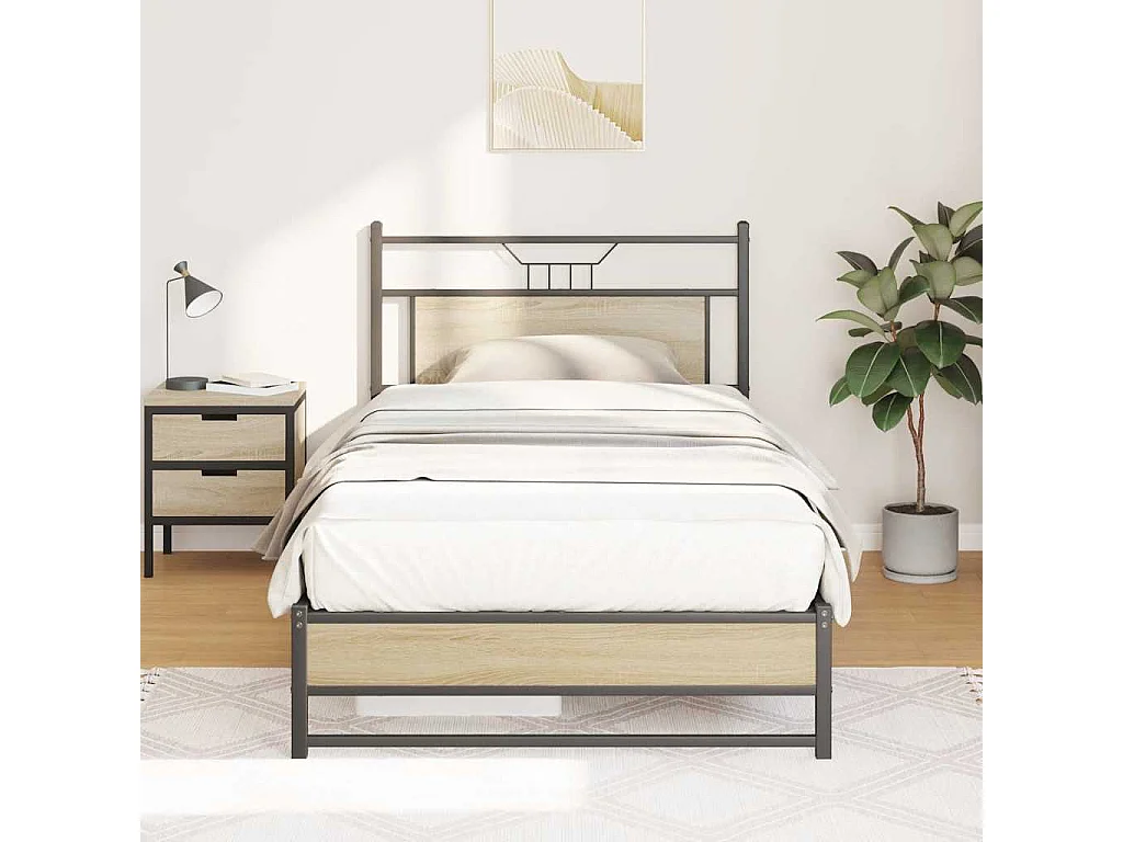 Bedframe zonder matras 107x203cm spaanplaat sonoma eikenkleurig