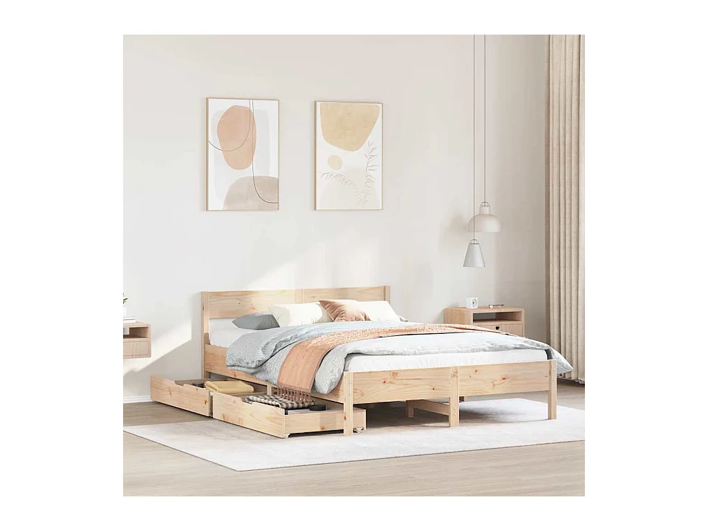 Bedframe zonder matras massief grenenhout 150x200 cm