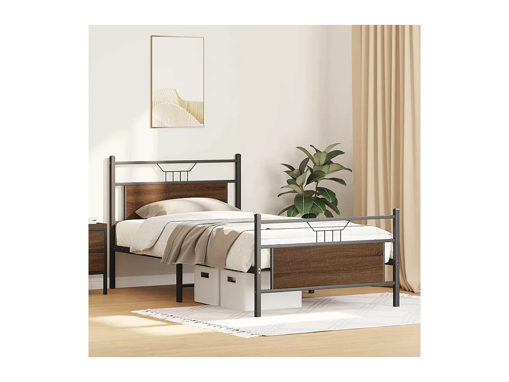 Cadre de lit sans matelas chêne marron 107x203 cm