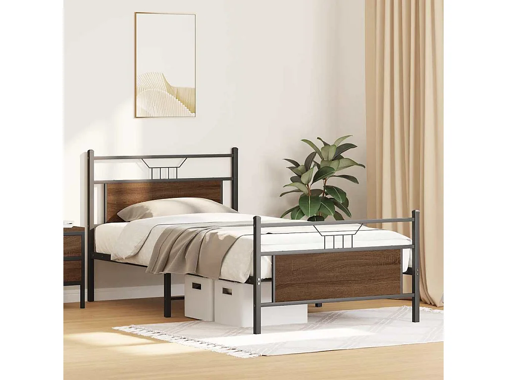 Bettgestell ohne Matratze Braun Eichen-Optik 107x203 cm