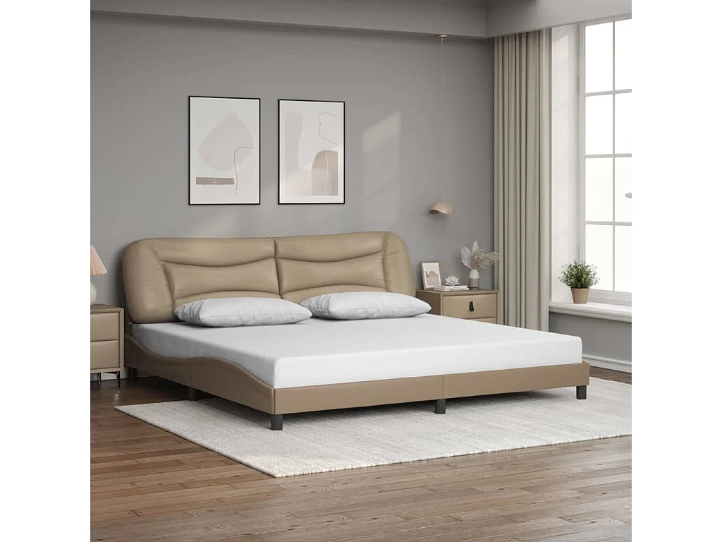 Bettgestell mit LED ohne Matratze "Hvar" Cappuccino-Braun 200x200 cm