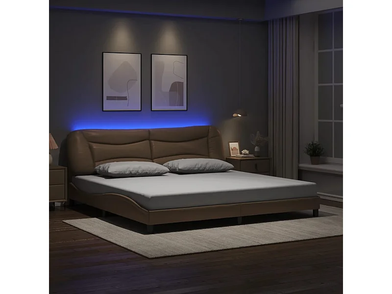 Bettgestell mit LED ohne Matratze "Hvar" Cappuccino-Braun 200x200 cm