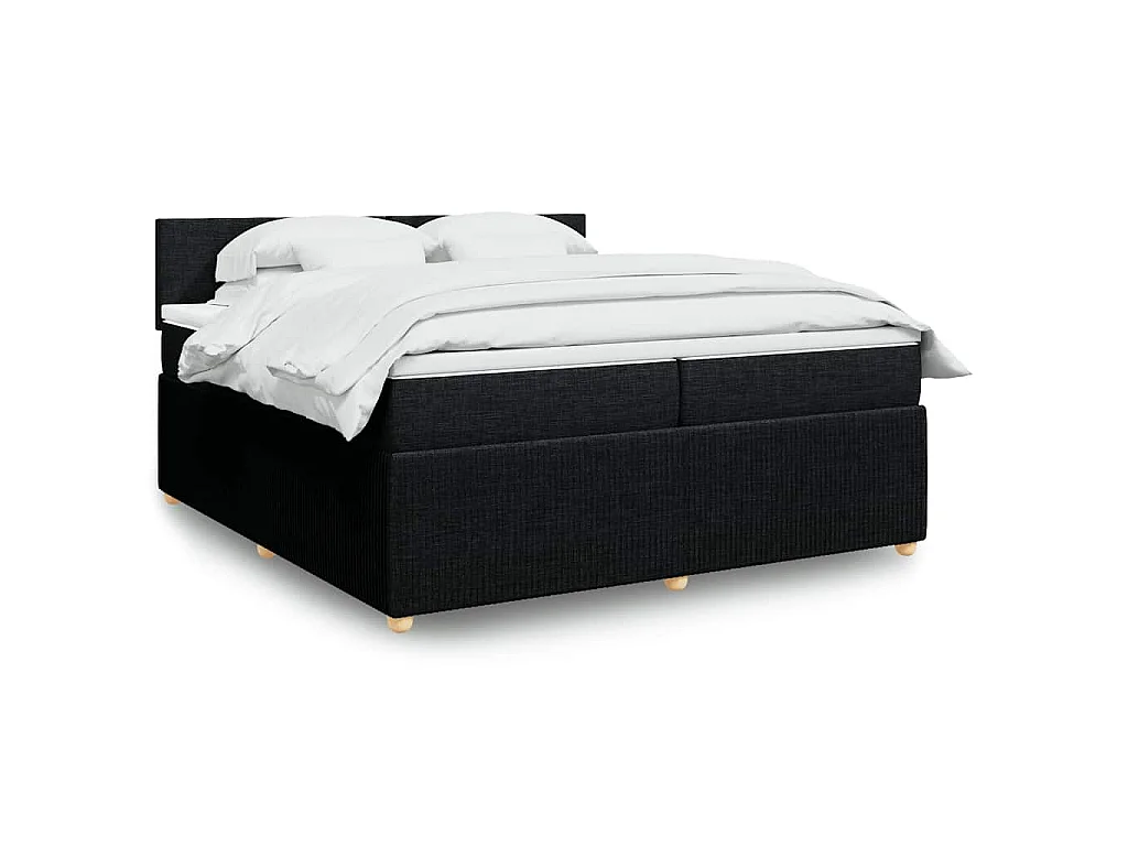 Sommier à lattes de lit avec matelas Noir 200x200 cm Tissu