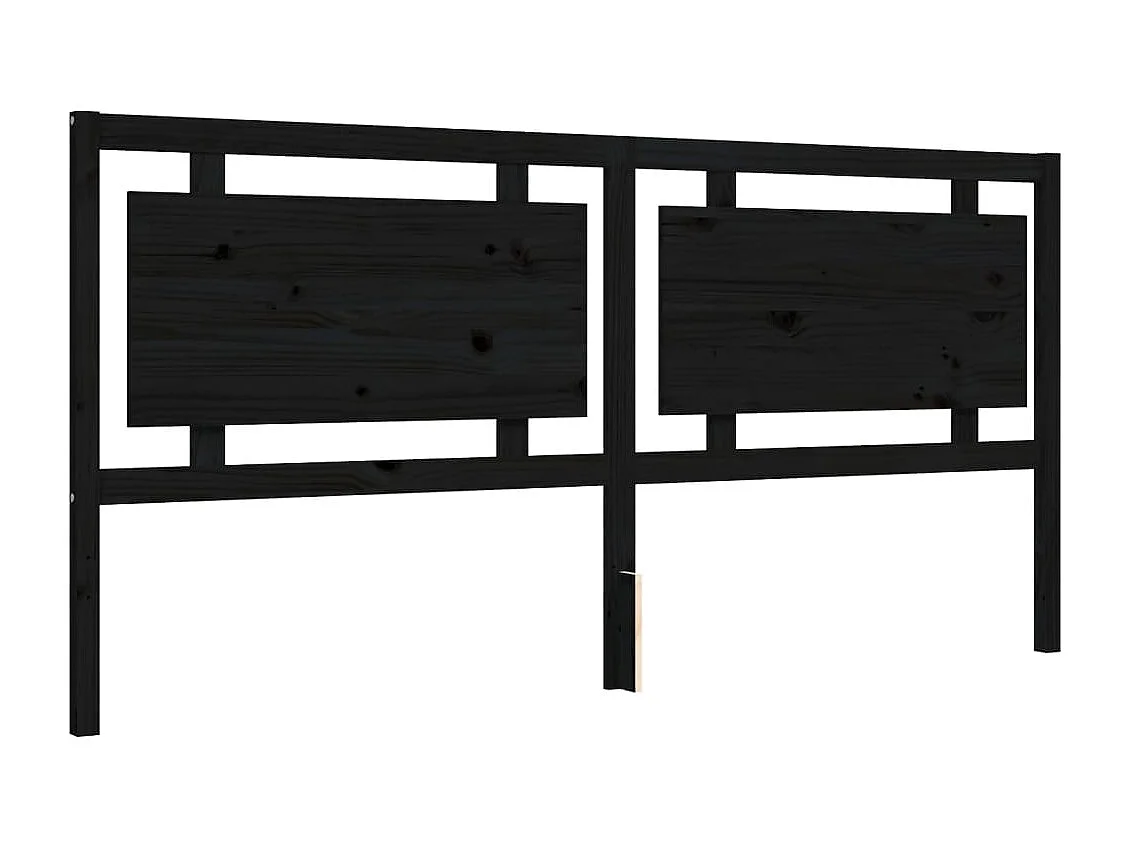 Giroletto con Testiera Nero 200x200 cm in Legno Massello