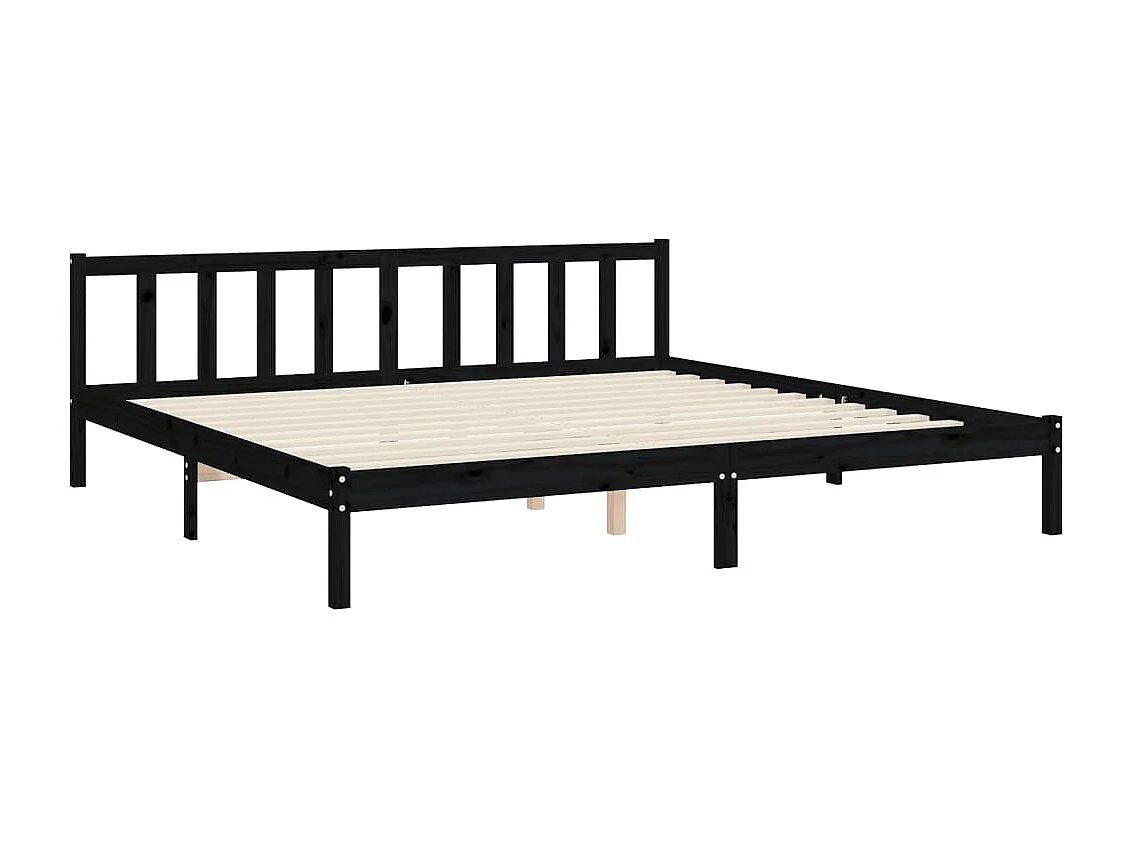 Giroletto con Testiera Nero 200x200 cm in Legno Massello