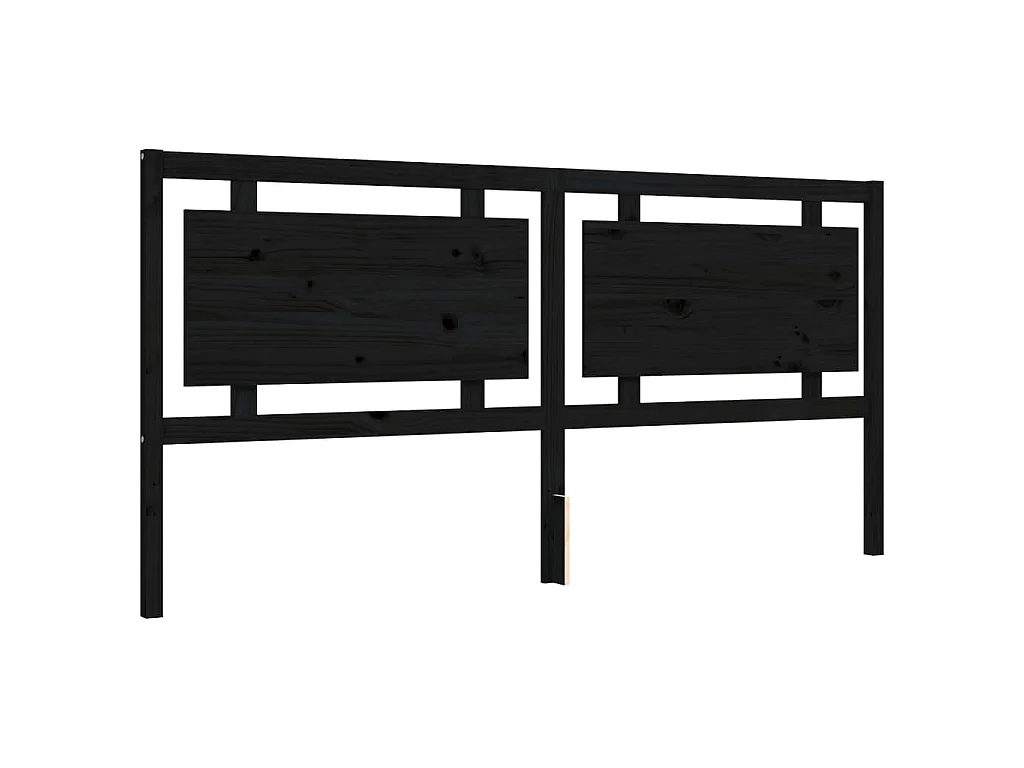 Cadre de lit sans matelas noir 200x200 cm bois massif de pin