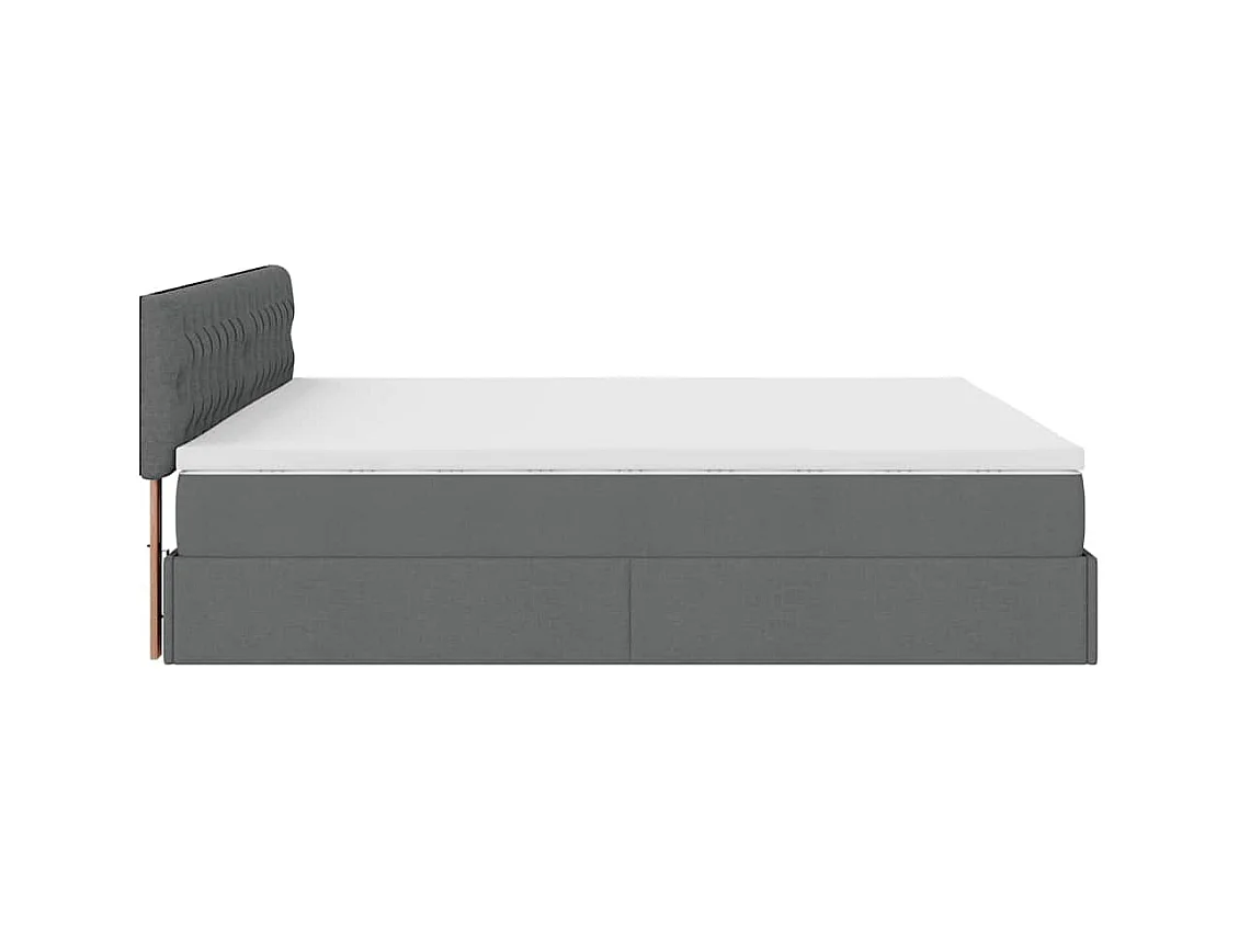 Cadre de lit ottoman avec matelas gris foncé 200x200 cm tissu