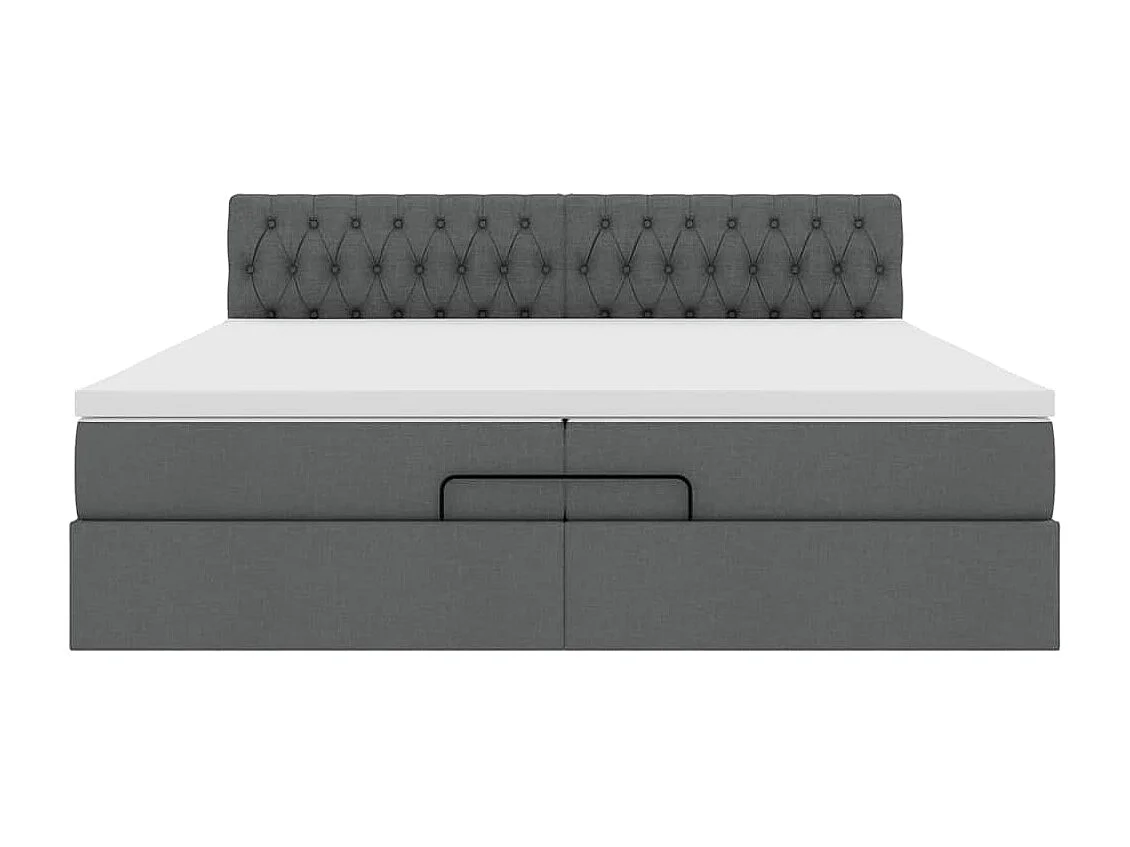 Cadre de lit ottoman avec matelas gris foncé 200x200 cm tissu