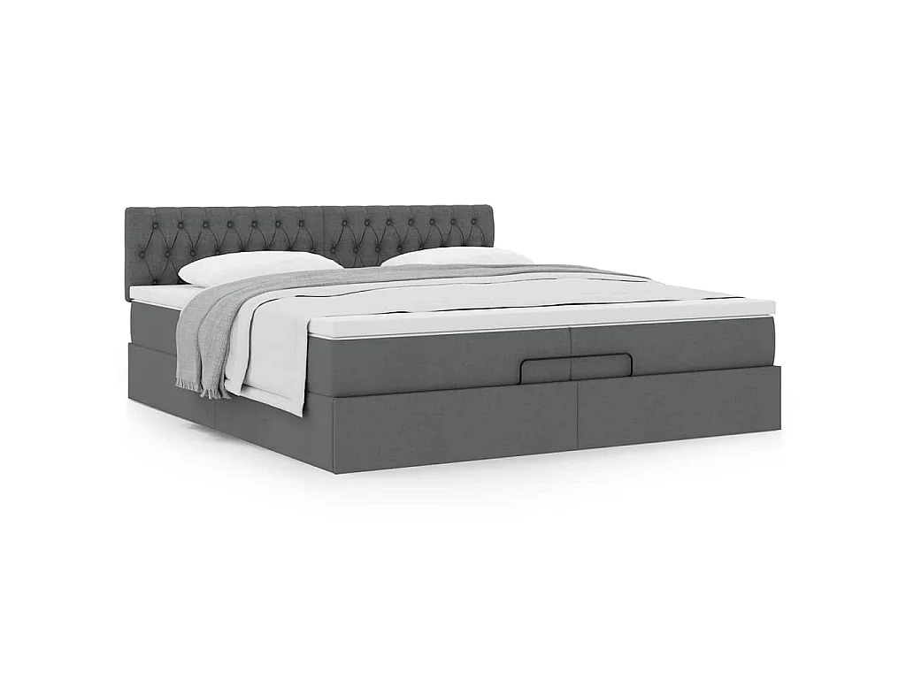 Estructura de cama otomana con colchón gris oscuro 200x200 cm