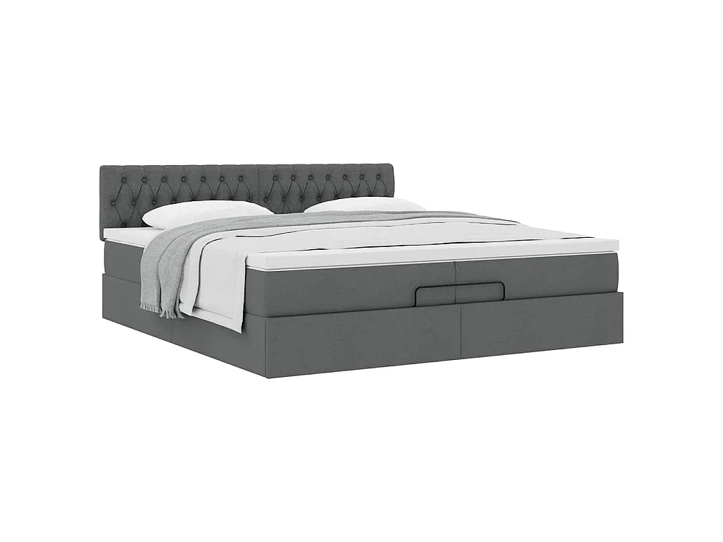 Estructura de cama otomana con colchón gris oscuro 200x200 cm