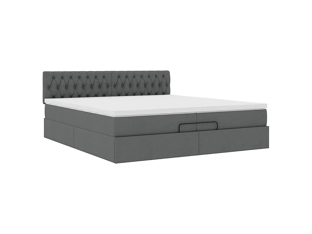 Estructura de cama otomana con colchón gris oscuro 200x200 cm