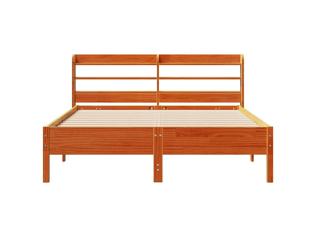 Massivholzbett ohne Matratze Wachsbraun 150x200 cm Kiefernholz