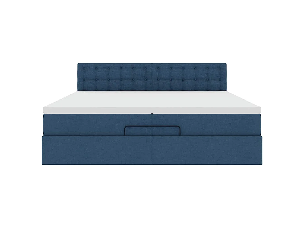 Cadre de lit ottoman avec matelas bleu 200x200 cm tissu