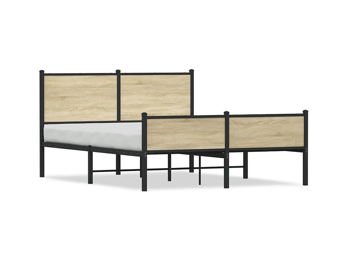 Cadre de lit en métal sans matelas chêne sonoma 150x200 cm