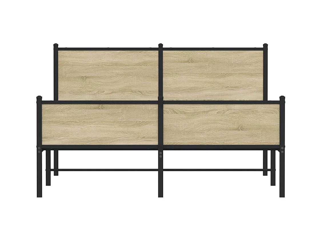 Cadre de lit en métal sans matelas chêne sonoma 150x200 cm