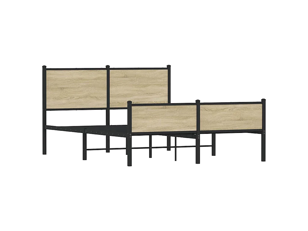 Cadre de lit en métal sans matelas chêne sonoma 150x200 cm