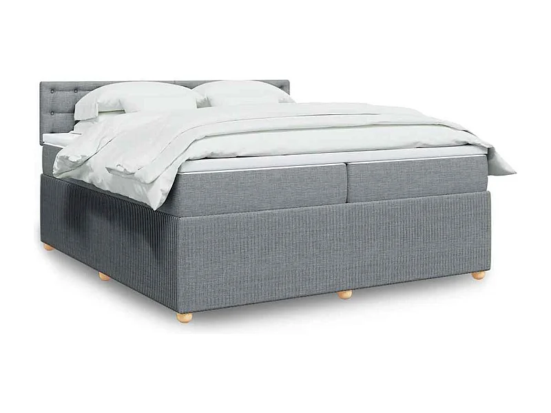 Boxspringbett mit Matratze Hellgrau 200x200 cm Stoff