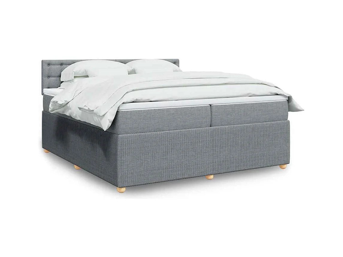 Boxspringbett mit Matratze Hellgrau 200x200 cm Stoff