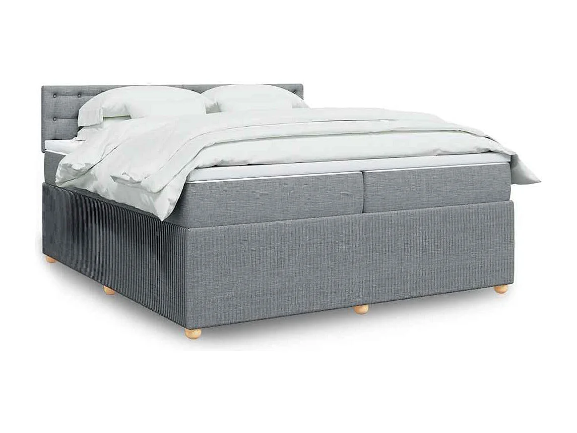 Cama com molas/colchão 200x200 cm tecido cinza-claro