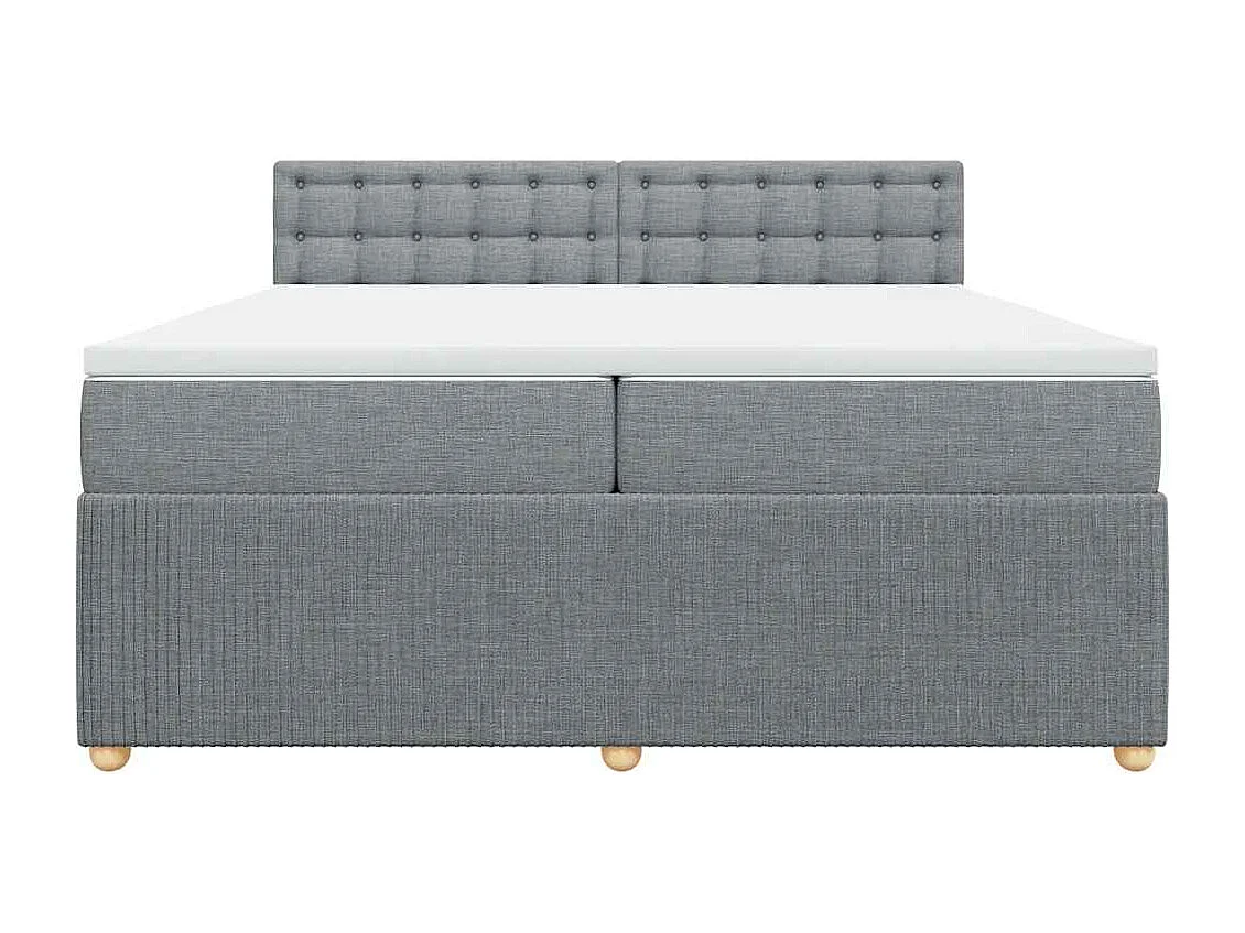 Cama com molas/colchão 200x200 cm tecido cinza-claro