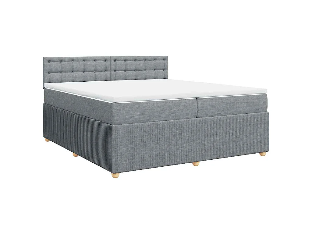 Sommier à lattes de lit avec matelas Gris clair 200x200cm Tissu
