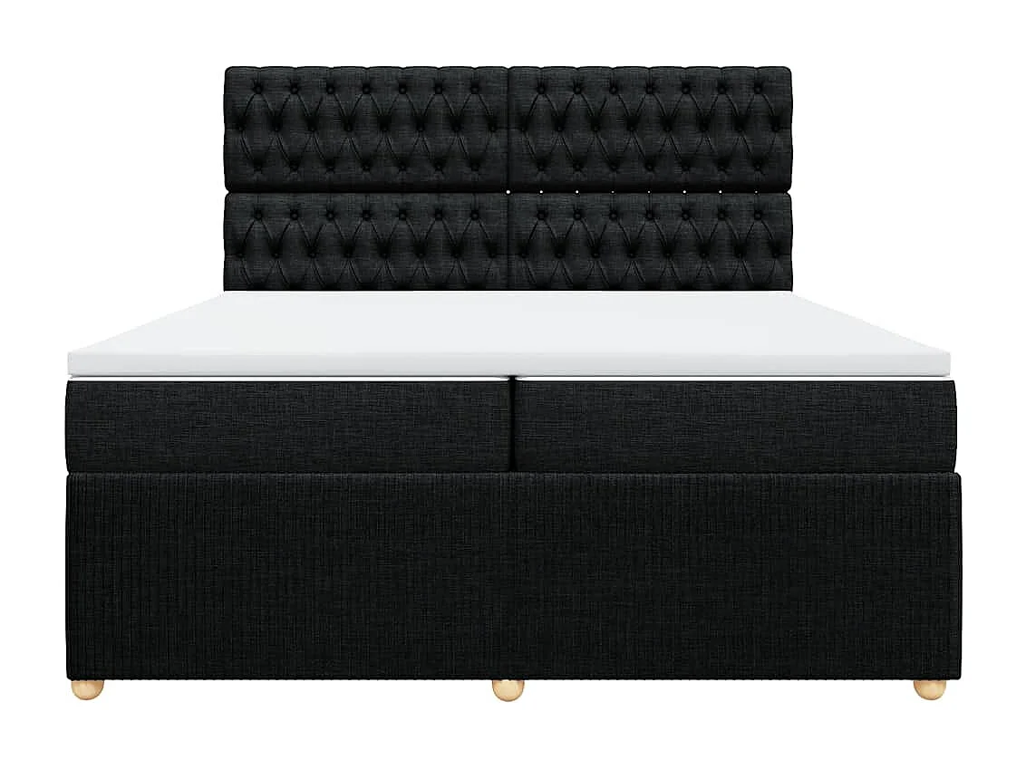 Cama box spring con colchón tela negro 200x200 cm