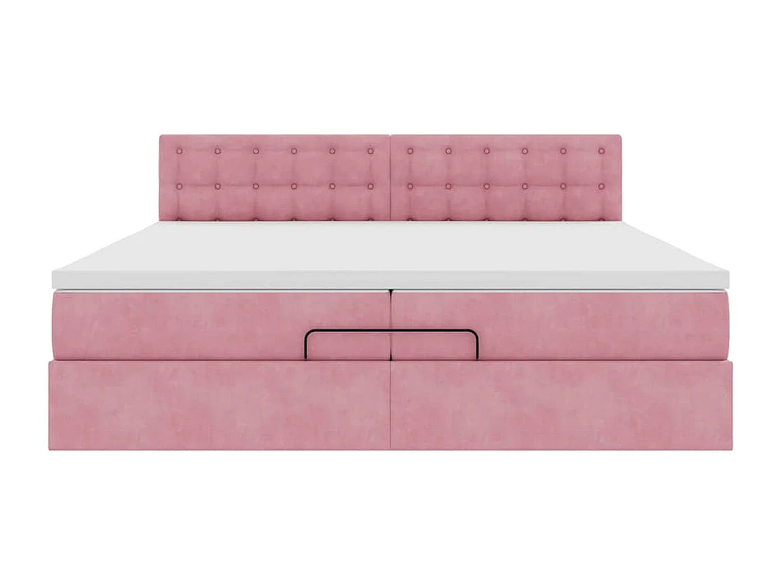 Ottoman bed met matras 200x200 cm fluweel roze