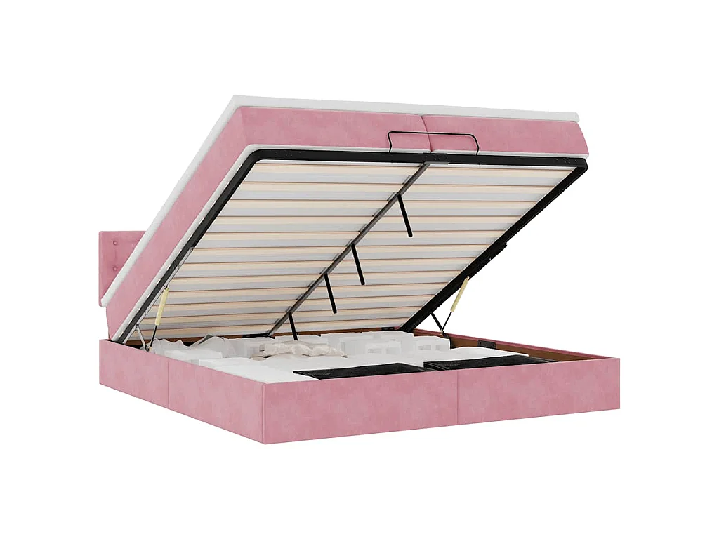 Ottoman bed met matras 200x200 cm fluweel roze