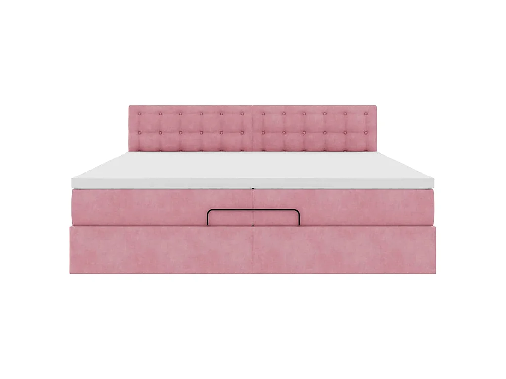 Ottoman bed met matras 200x200 cm fluweel roze