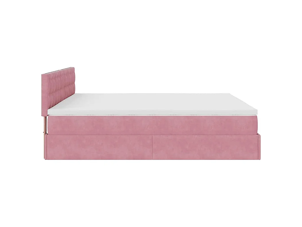 Ottoman bed met matras 200x200 cm fluweel roze