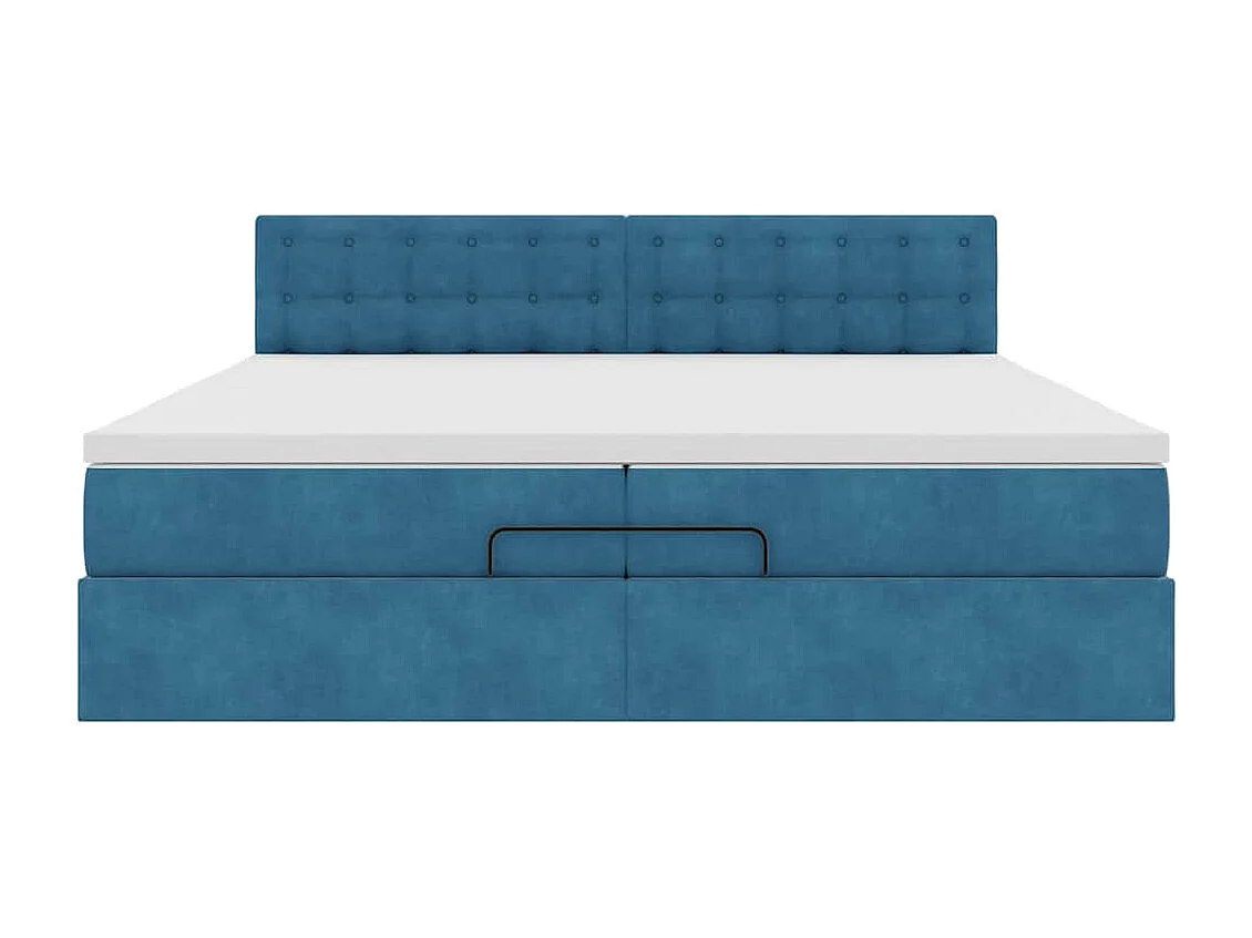 Bed poef met matrassen en leds 200x200 cm fluweel donkerblauw