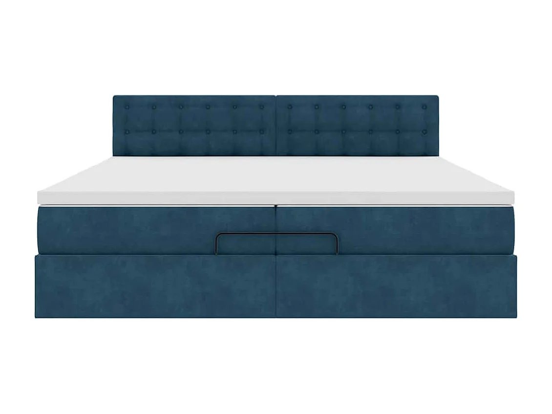 Bed poef met matrassen en leds 200x200 cm fluweel donkerblauw