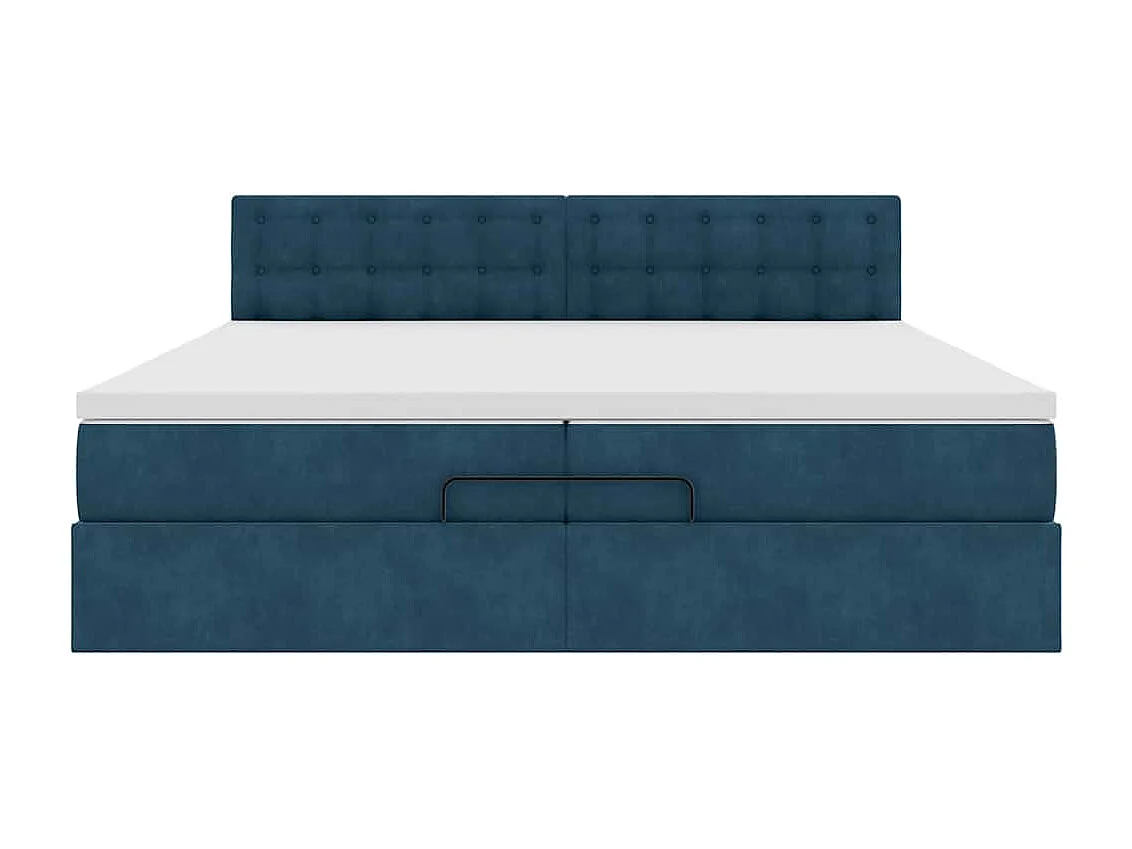 Bed poef met matrassen en leds 200x200 cm fluweel donkerblauw