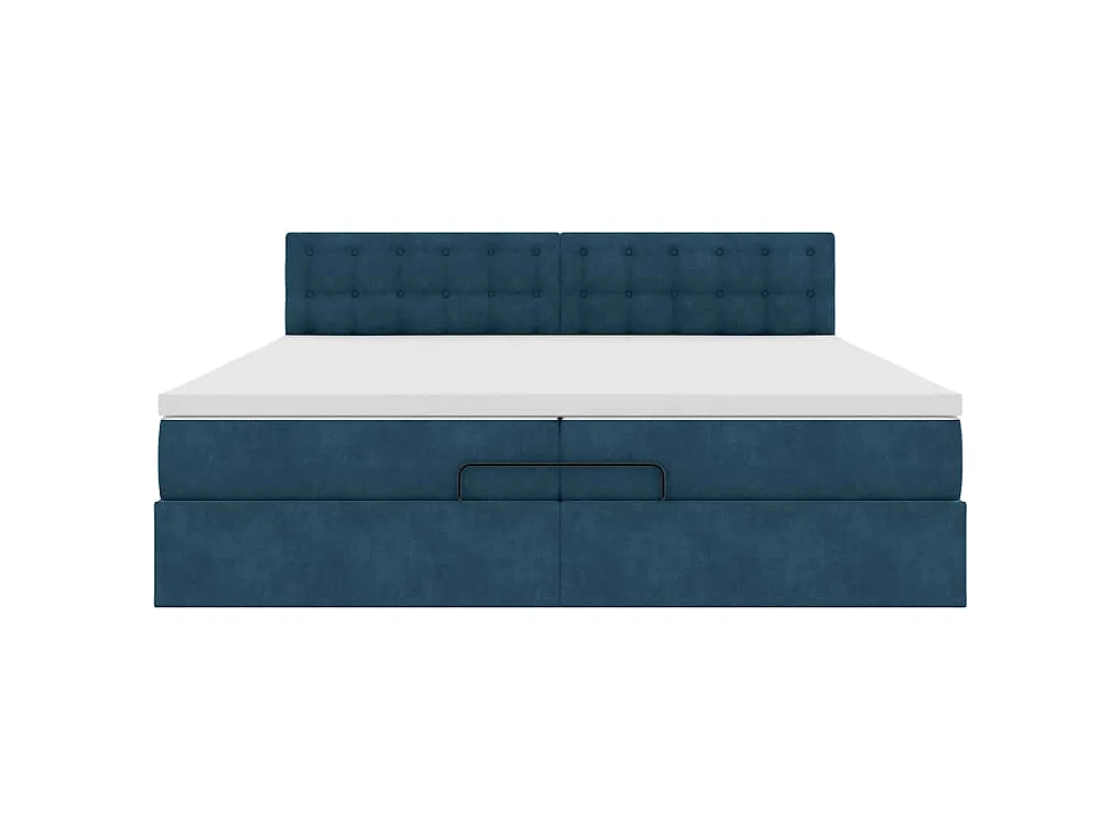 Cama otomana con colchones y luces LED azul oscuro 200x200 cm