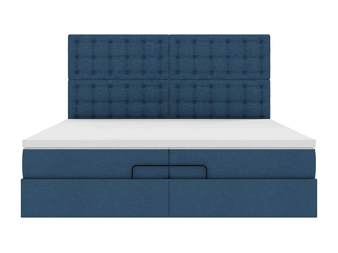 Cadre de lit ottoman avec matelas bleu 200x200cm tissu