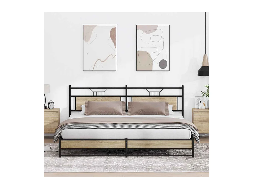 Cadre de lit en métal sans matelas chêne sonoma 200x200 cm