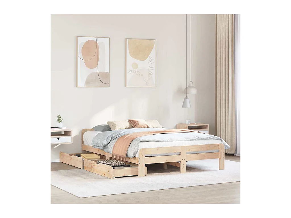 Letto senza Materasso 150x200 cm in Legno Massello di Pino