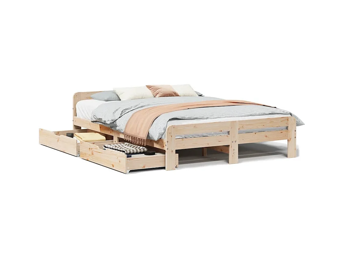 Letto senza Materasso 150x200 cm in Legno Massello di Pino